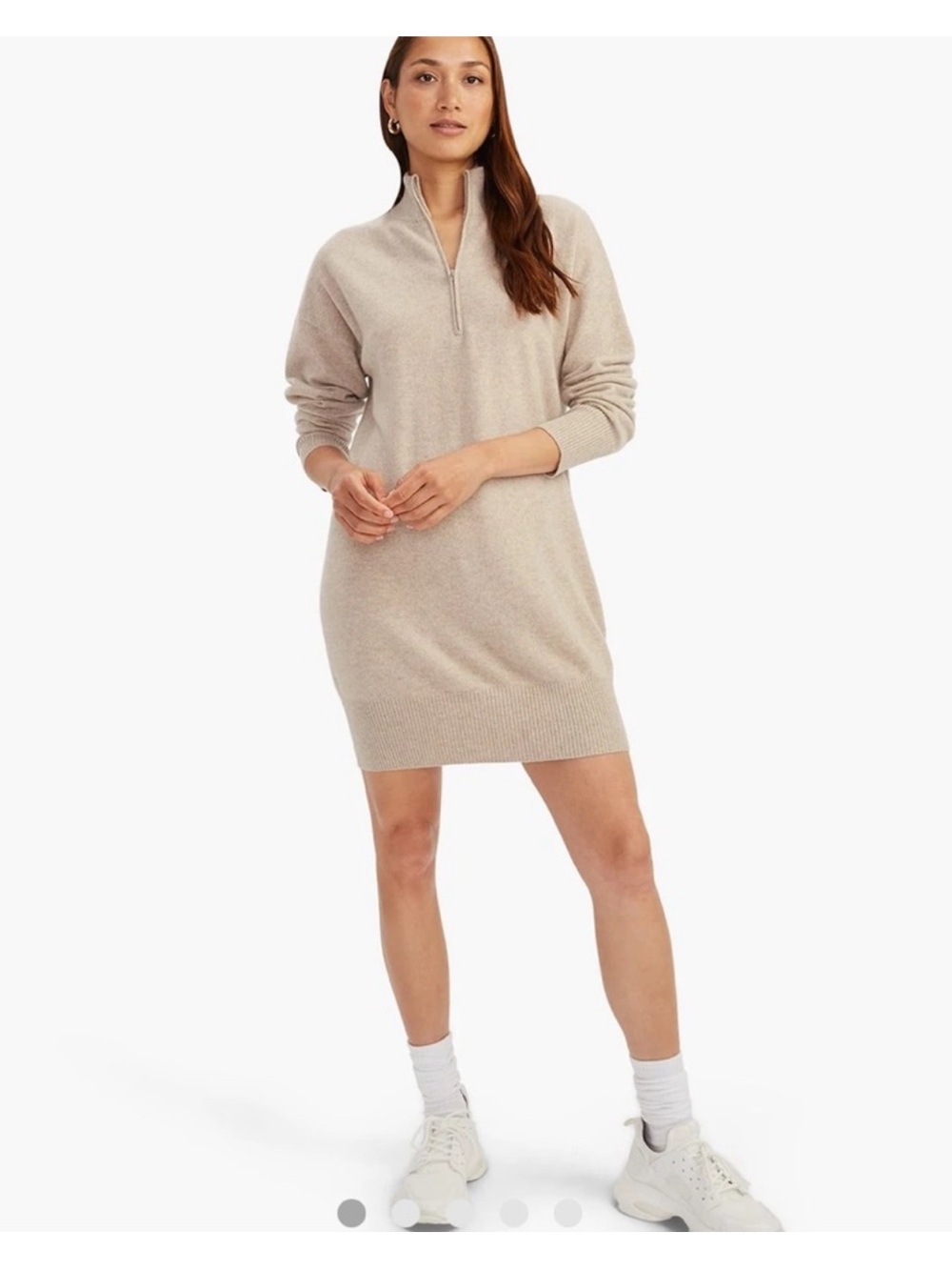 NWOT - NAADAM Cashmere Quarter Zip Dress in Oatmeal